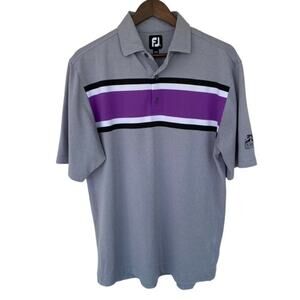 FootJoy Gray and Purple Golf Polo - SIze Medium